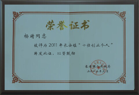 個(gè)人書榮譽(yù)證